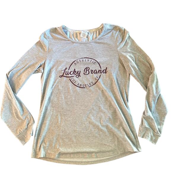 Lucky Brand Tops - Lucky Brand Womens gray graphic tee long sleeve t-shirt Size Small
